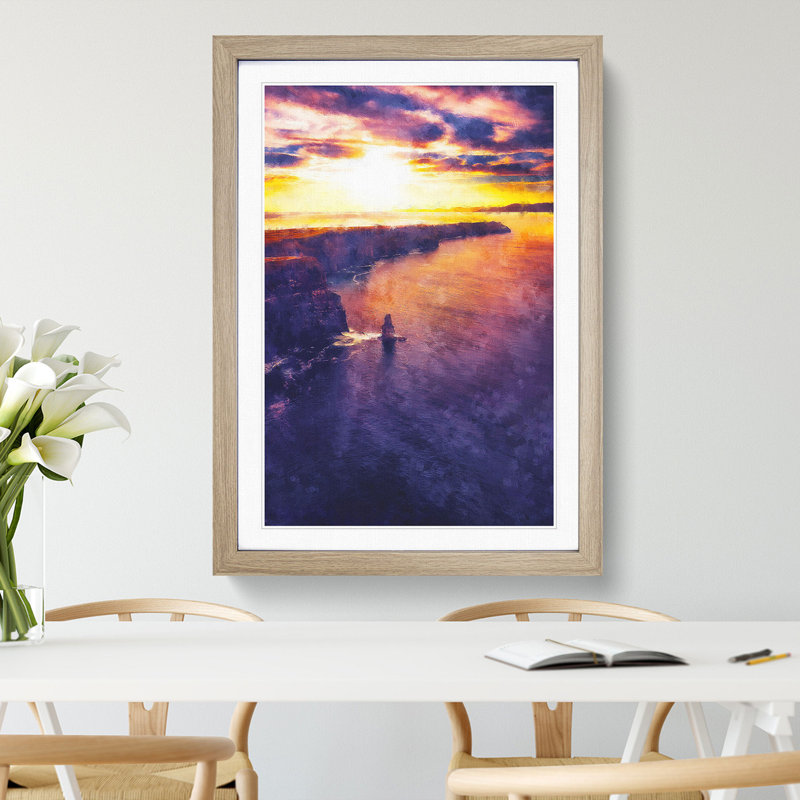 Sunset - Picture Frame Graphic Art Print, Oak Framed, 33cm H x 24cm W x 2cm D