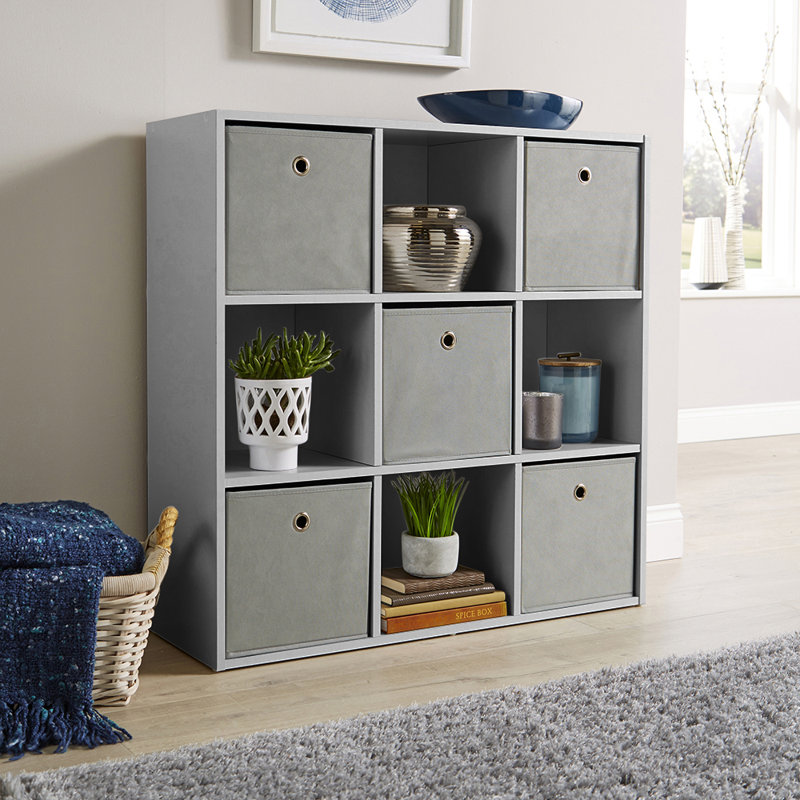 Stenberg 90cm H x 90cm W Cube Bookcase, Grey