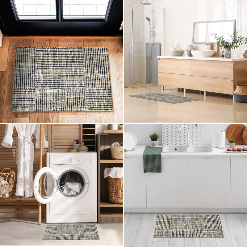 Canvas Taupe Small Washable Floor Mat, Tan, 20" W x 28" L