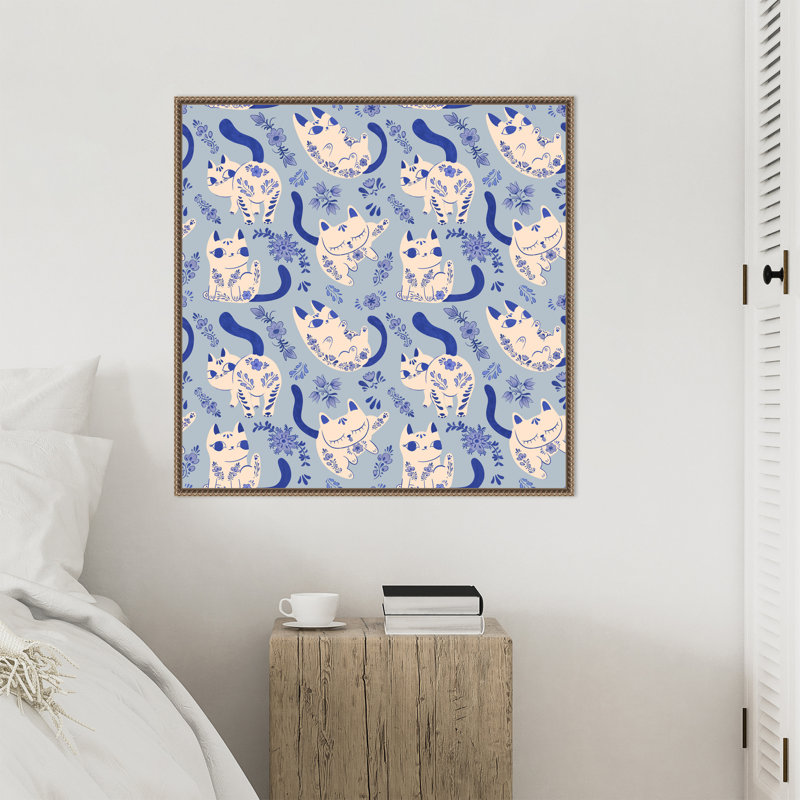 «Purrcelin Cats» par Carrie Cantwell, reproduction d'art sur toile encadrée, 30 x 30