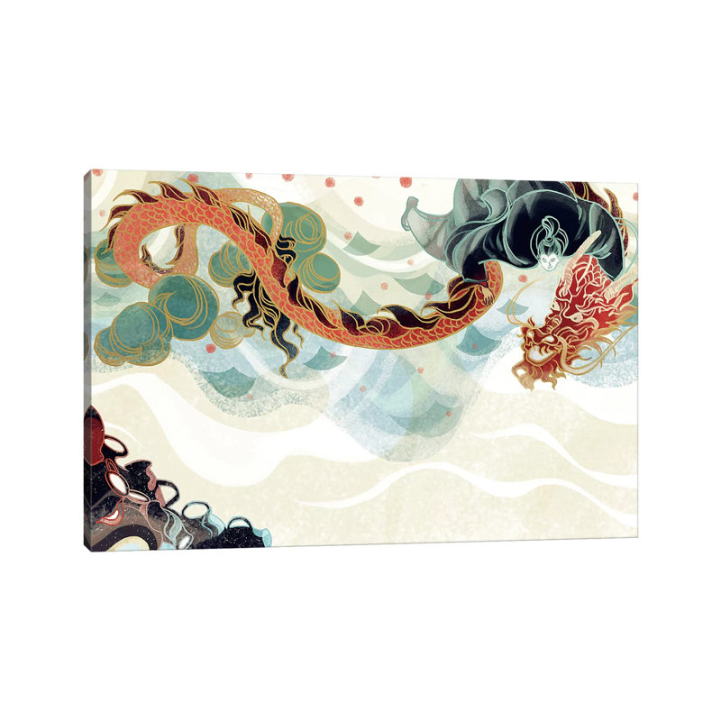 Dragon's Treasure by Sija Hong - Painting on Canvas, Wrapped Canvas, 66.04 cm H x 45.72 cm W x 1.91 cm D