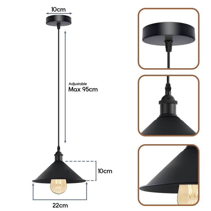 Adalbert 1 - Light Cone Pendant, Black