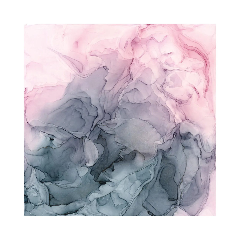 Blush & Paynes Grey Flowing Abstract by Elizabeth Karlson - Print on Canvas, Wrapped Canvas, 30.48 cm H x 30.48 cm W