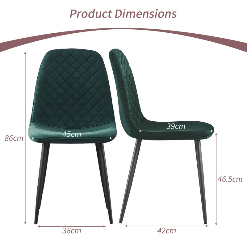 Kaylani Modern Upholstered Dining Chair, Deep Green Velvet, Black