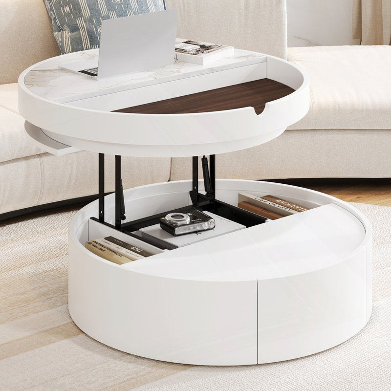 Table basse à plateau rond blanc