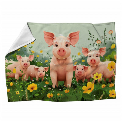 Piglets Animal Bathroom Machine Printed Throw Blanket