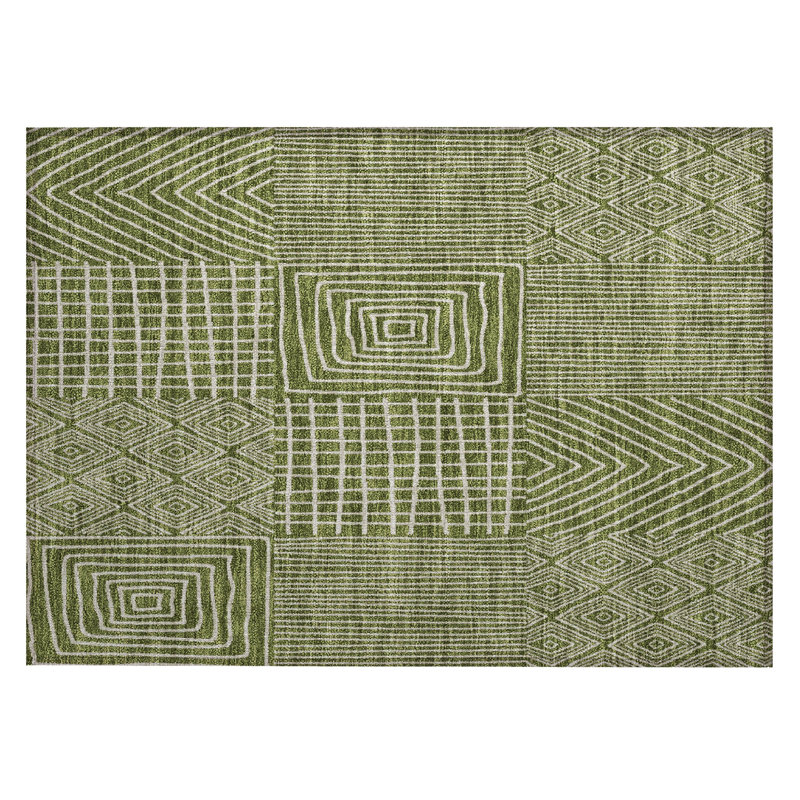  Machine Washable Indoor/Outdoor Chantille ACN990 Green Area Rug, Rectangle 1'8" x 2'6"