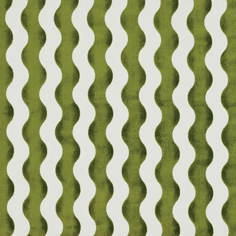 Schumacher x Miles Redd The Wave Velvet Fabric, Lettuce