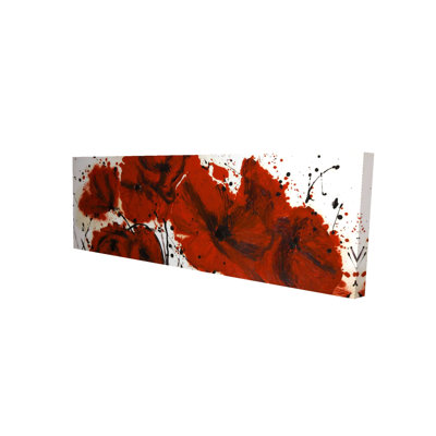 Abstract Red Flowers Field Canvas | Floral Bedroom Wall Art