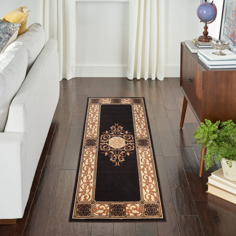 Tapis à médaillon floral classique élégant Dodington, Tapis de couloir 2 pi 7 po x 8 pi