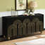 Armoires | Buffet moderne à 4 portes et armoire à tablettes réglables pour salle à manger, noir | Panneau de fibres à densité moyenne | Salon