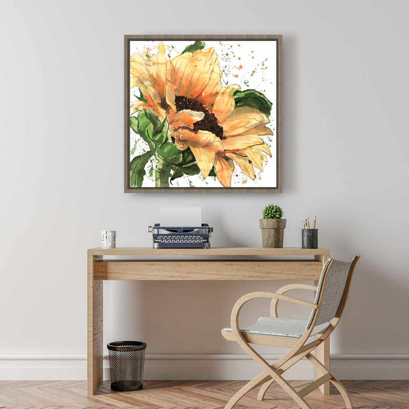 Tournesol brun rustique en toile florale | Décoration intérieure