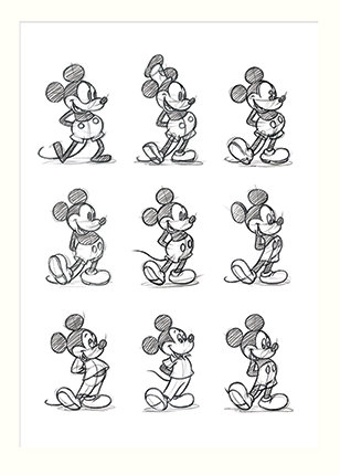 Mickey Mouse Sketch Multi Graphic Art