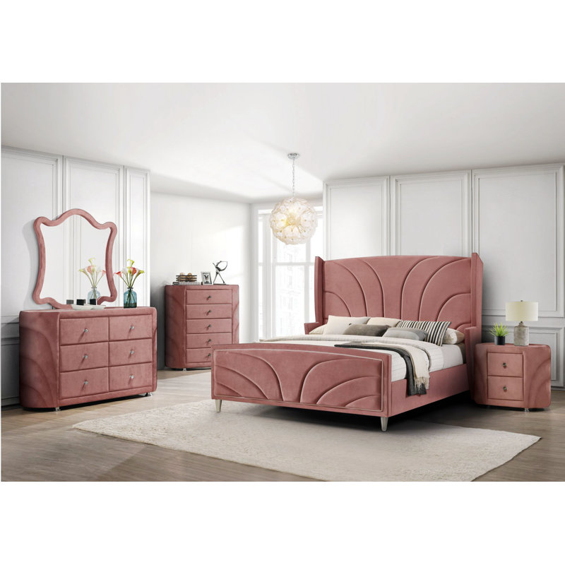 Pahris 29'' W Nightstand, Pink