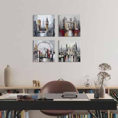4 Piece No Frame Print on Canvas