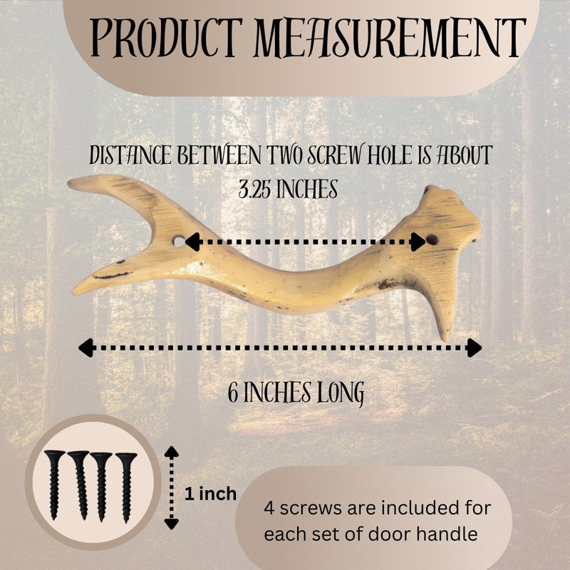 Polyresin Cabinet and Drawer Pulls Set Rustic Faux Antler Handles with Screws Cabin Lodge Decor
