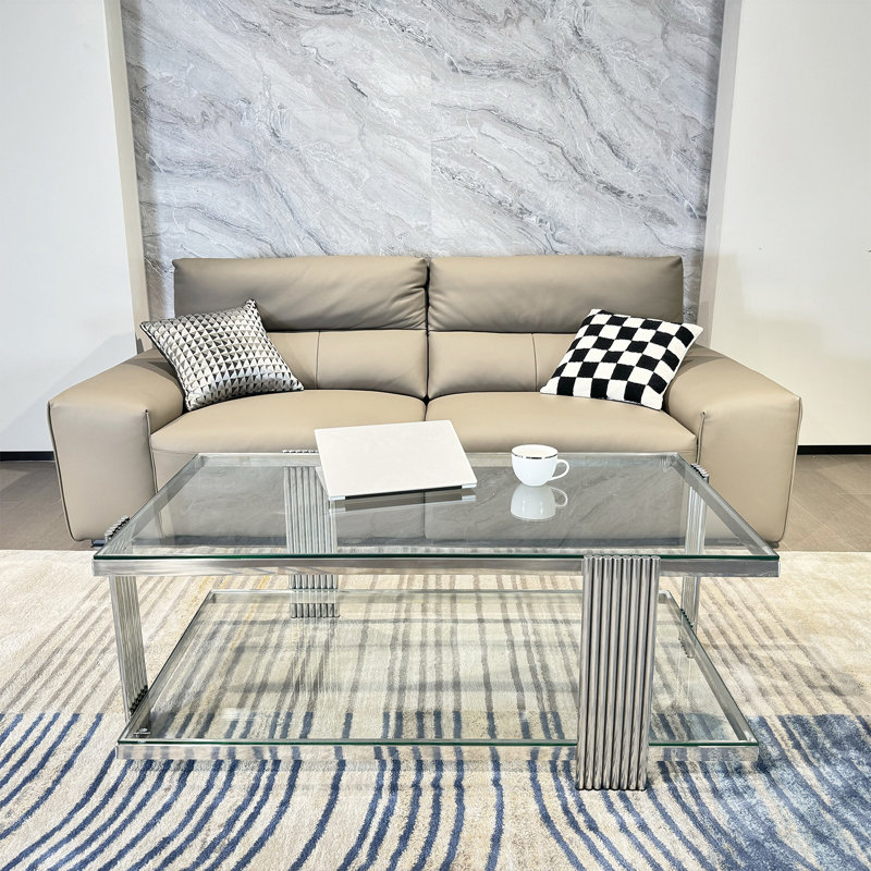 Table basse Clate, Argent, Transparent