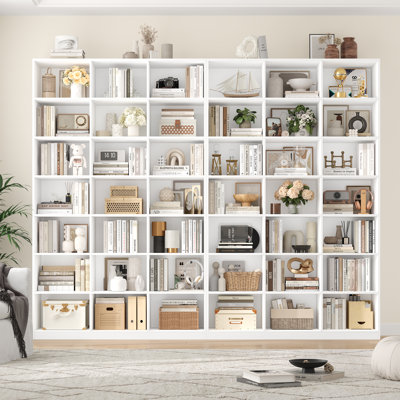 86"H X 47.2"W 7-Tier Standard Wood Storage Bookcase