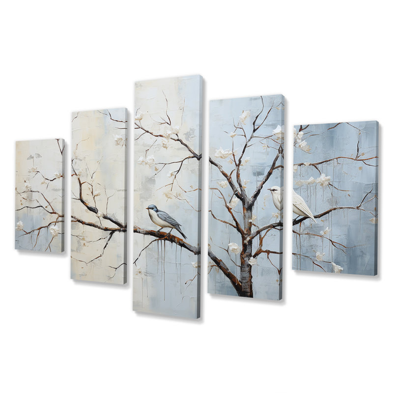Gris gris Sprintime Tree Birds II - arbre, décoration murale Multipanel