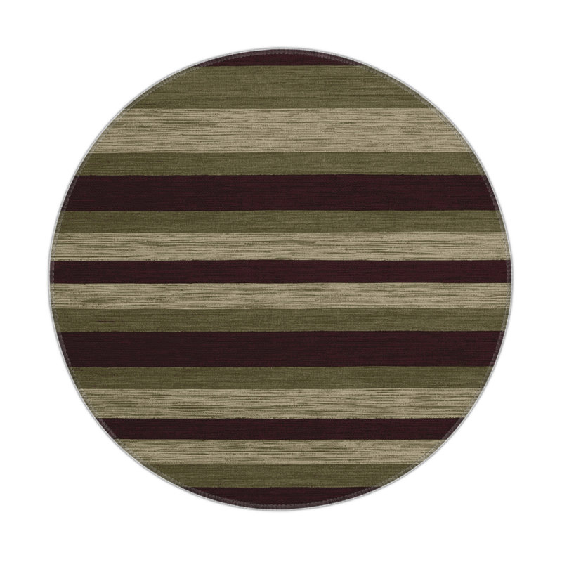Tapis intérieur / extérieur noir HorizontalStripes, Rond 5 pi
