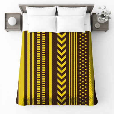 Yellow Brown Stripes Quilted Bedspread All Sizes