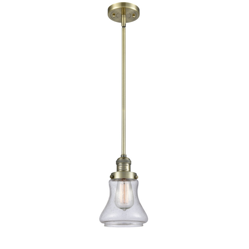 Edda 1 - Light Single Pendant, Clear, Antique Brass, 6 Watt Vinage LED Bulb