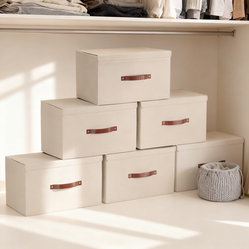 Home Collapsible Storage Bins With Lids, Foldable Storage Baskets With For Home Organization And Closet Storage