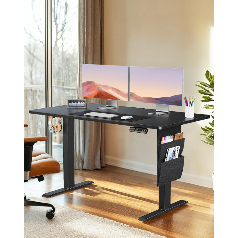 60Cm W Height-Adjustable Rectangular Standing Desk, Black