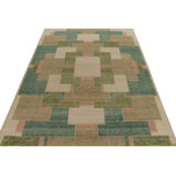 Distressed Homage Hand Knotted Wool Geometric Area Rug