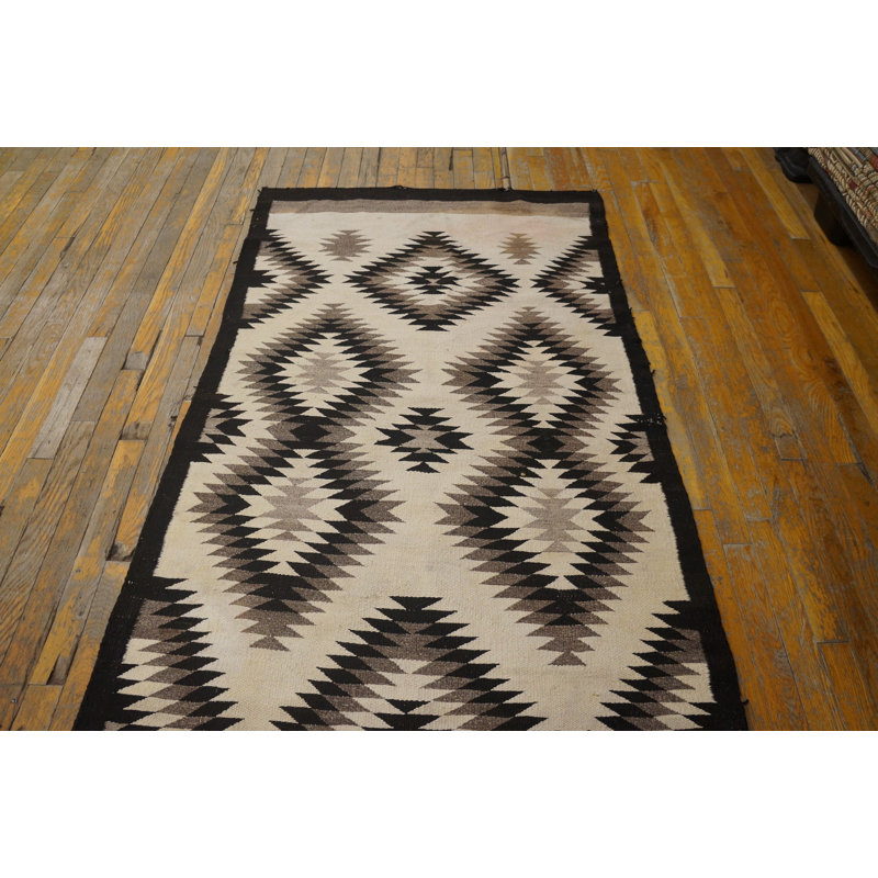 Antique Geometric Pattern Native American Flat Weave Rug