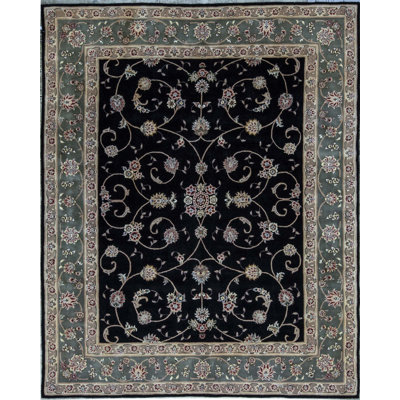 Tapis brun et vert de haute qualité noué à la main