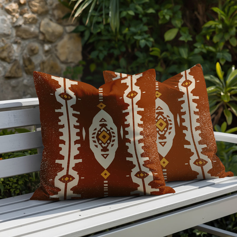 Oreiller réversible intérieur / extérieur Tallu, Orange brûlé, 20 x 20