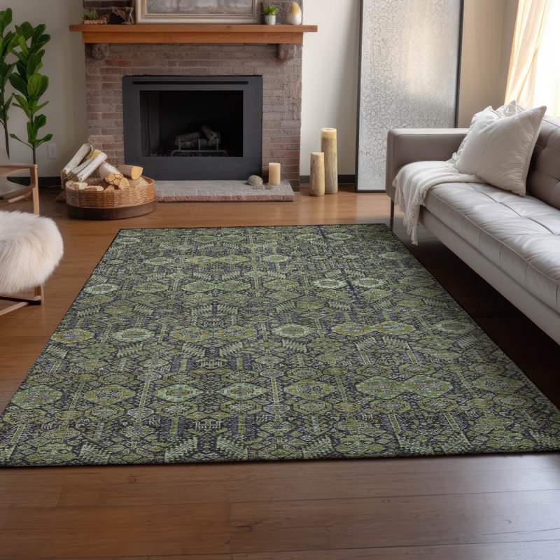 Tapis vert Cerrito AMF574 lavable à la machine de qualité supérieure, Rectangle 2 pi 6 po x 3 pi 10 po