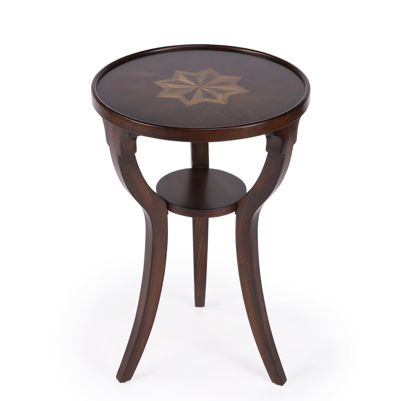 Dalton Cherry Brown Round Accent Table with Splayed Legs