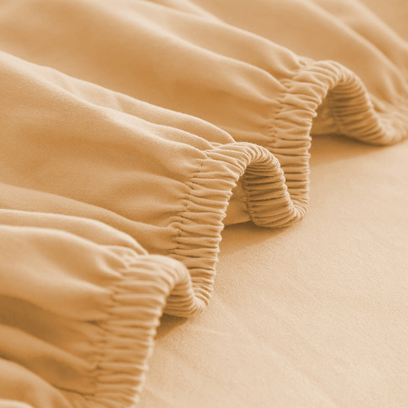 Super Soft Extra Deep Microfiber Brushed Fitted Sheet, Double (4'6), Ochre