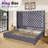 Upholstered Panel Bed with Turned Legs and Textured Linen, Classic Tufted Headboard, No Box Spring Needed-2144604302-2134472068