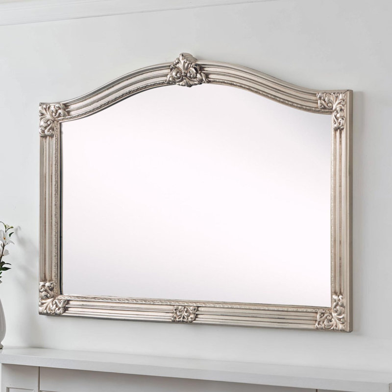 Kernberry Carved Arched Overmantle Accent Mirror, Silver
