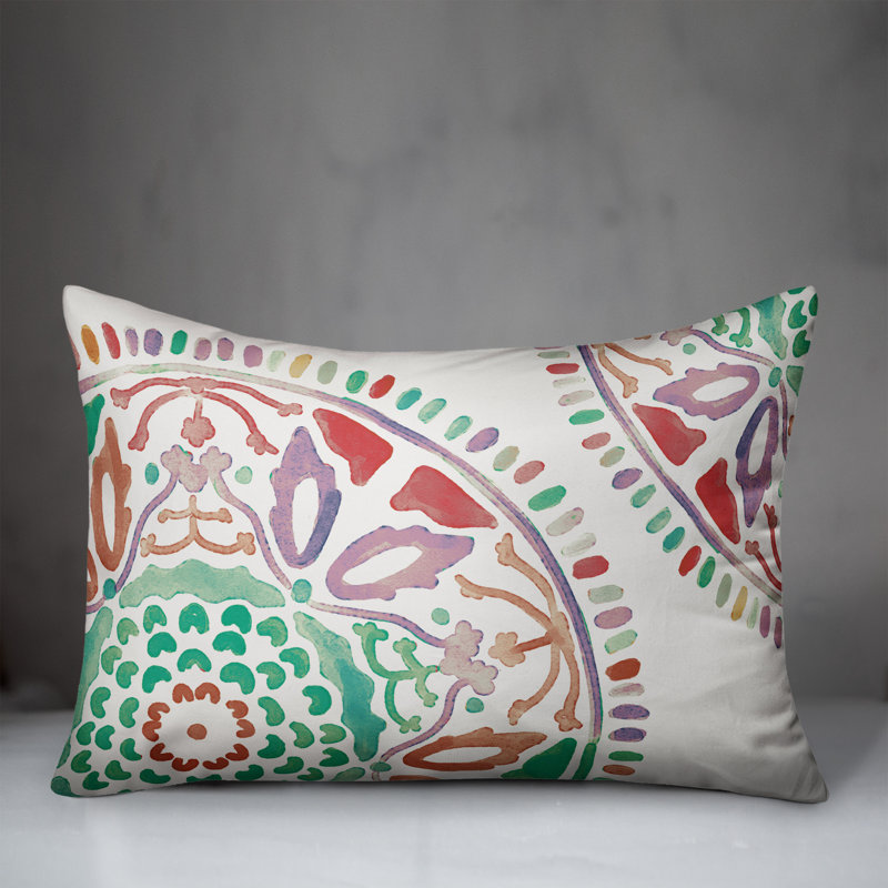 Housse et insert de coussin d'extérieur Juan, Sarcelle, Floral 4