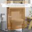 Armoire de rangement en bambou au-dessus de la toilette, organisateur de salle de bain au-dessus de la toilette avec portes à lattes, tablette réglable et tablette ouverte