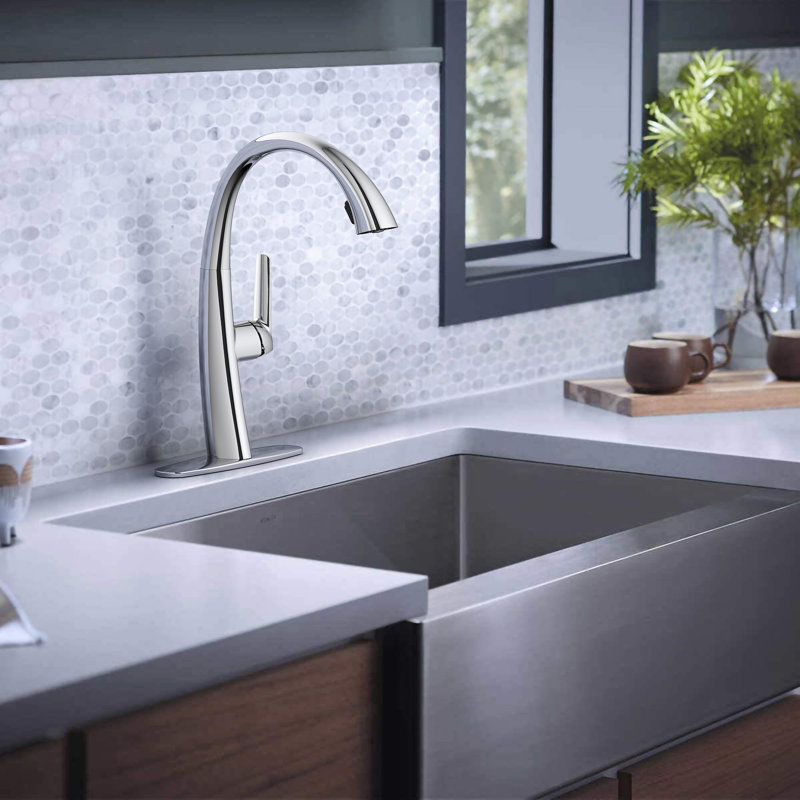 Pull Out Kitchen Faucet with Dual-Function Sprayer, 360° Swivel & Ceramic Cartridge - Easy Install Lead-Free Design for Sink (CP/BN/B9/BG)