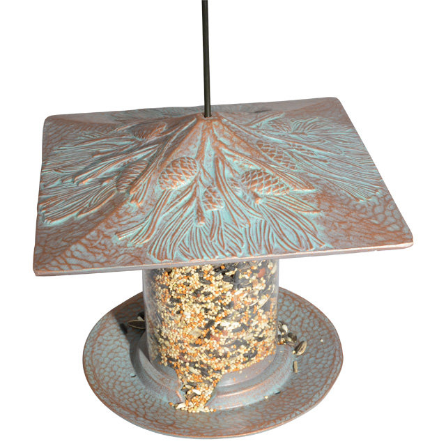 Pinecone Tube Bird Feeder, Copper Verdi