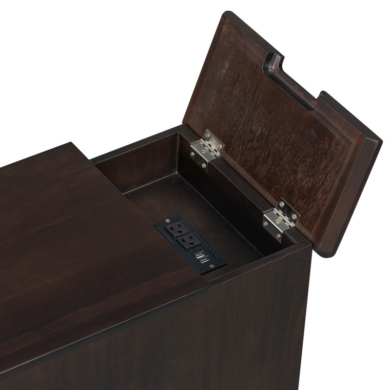 Table d'appoint Classic Vintage Livingroom avec ports USB et un tiroir multifonctionnel avec porte-gobelets