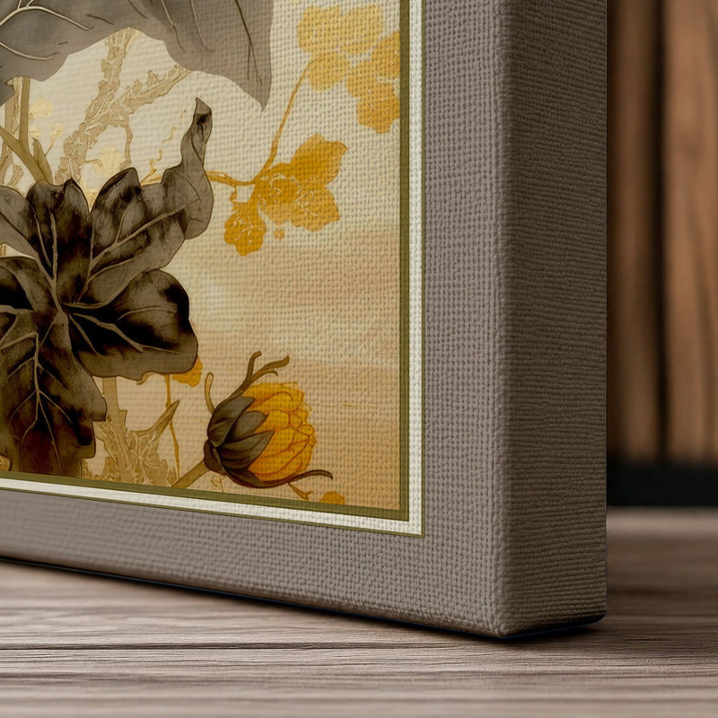 Chrysanthemum Study Botanical - Wrapped Canvas, 36x24 - 91.4 x 61.0 cm, Taupe Border