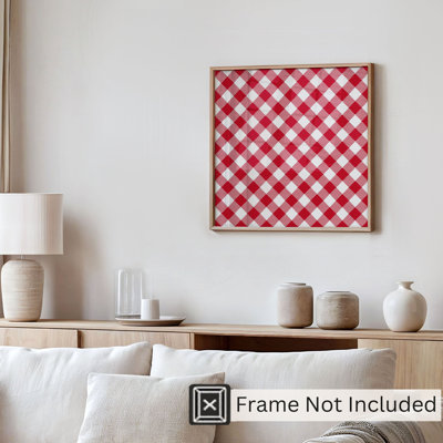 Motif à carreaux abstrait rouge IV, reproduction d'art moderne sans cadre