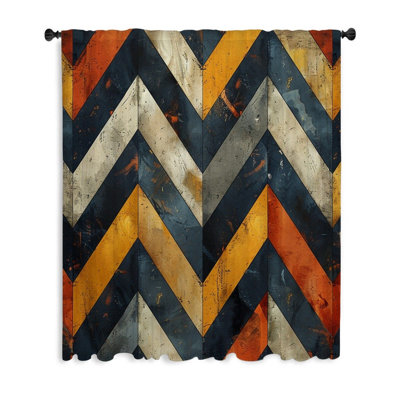 Rideaux de fenêtre à motif abstrait, blocs abstraits et voilages abstraits - 1 panneau