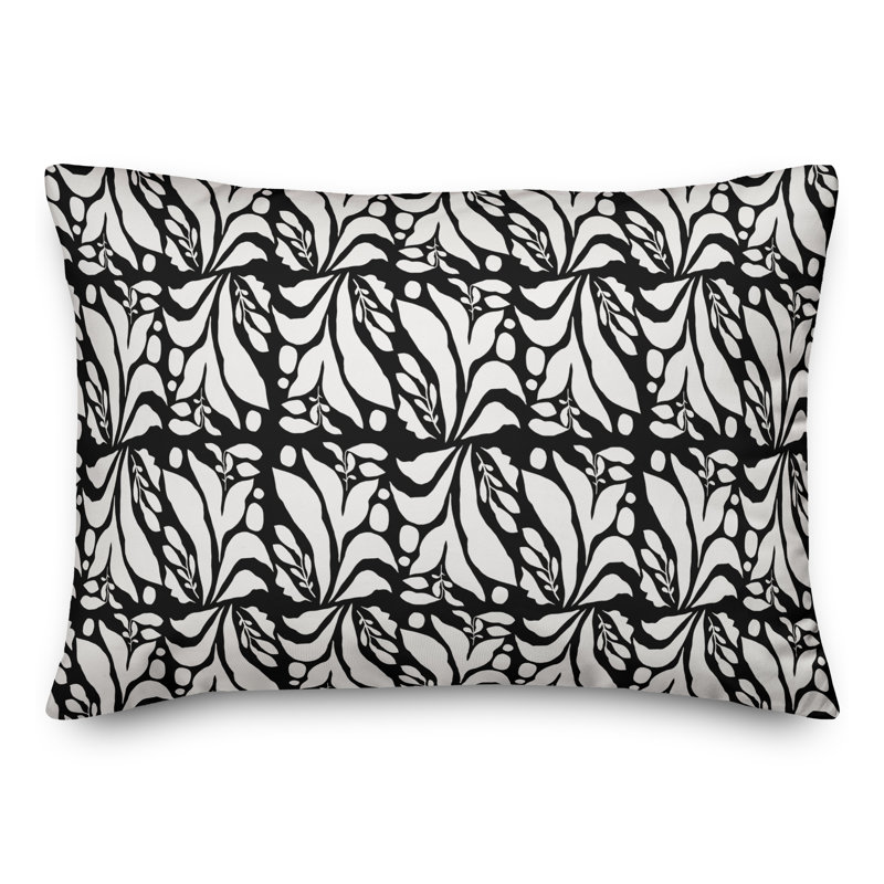 Floral Outdoor Reversible Throw Pillow, Black, 18"H x 25"W