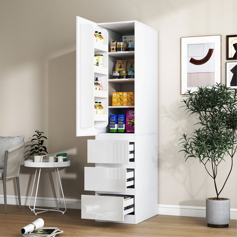 Armoire de rangement pour garde-manger, garde-manger avec portes, tablettes et tiroirs