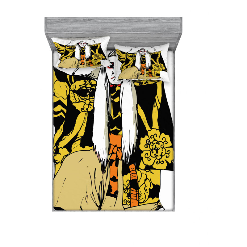 Ensemble de draps Japon, Ensemble de draps pour lit double avec un drap-hou