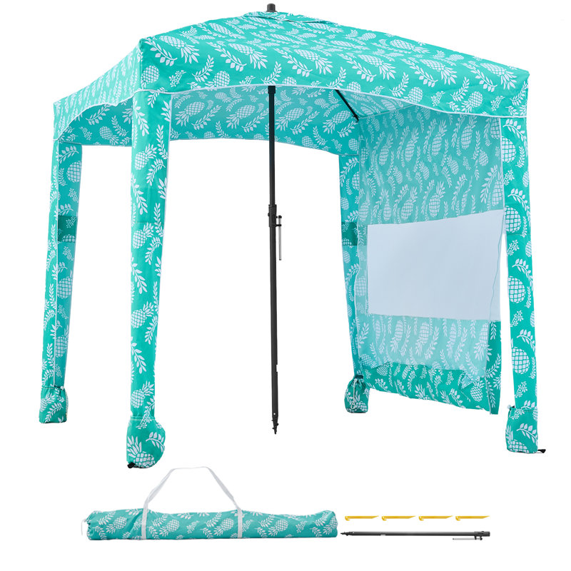 Beach Cabana, 6 x 6 ft Beach Canopy with Side Wall, UPF 50+ Protection Easy Setup Cabana Tent with Sand Pockets, Large Portable Shade Sun Shelter, Outdoor Umbrella for Whole Family & Friends
