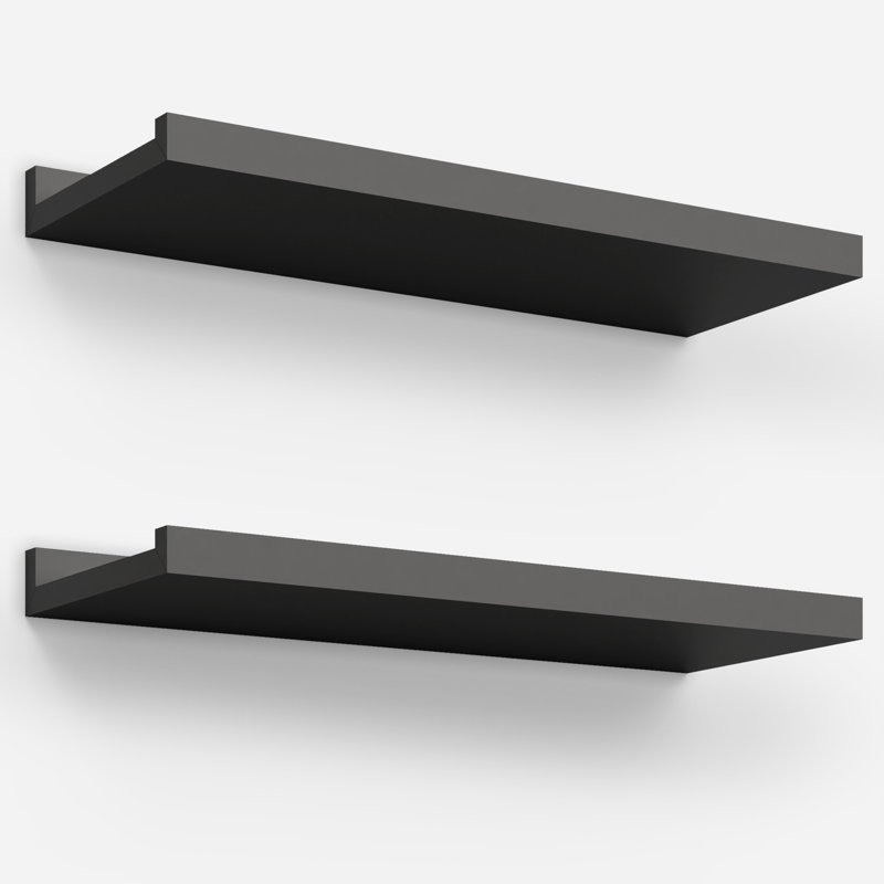Bubacarr 2 Piece Flat Floating Shelf, Black